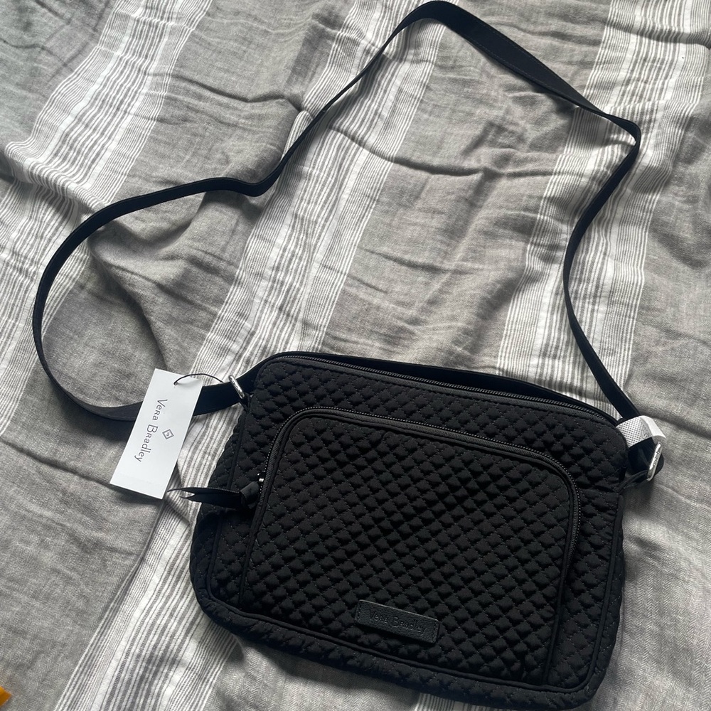 Vera Bradley Black Quilted Messenger Bag
